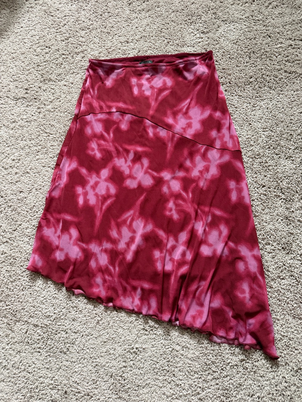 wild fable Red & Pink Asymmetrical Tie-Dye Midi Skirt